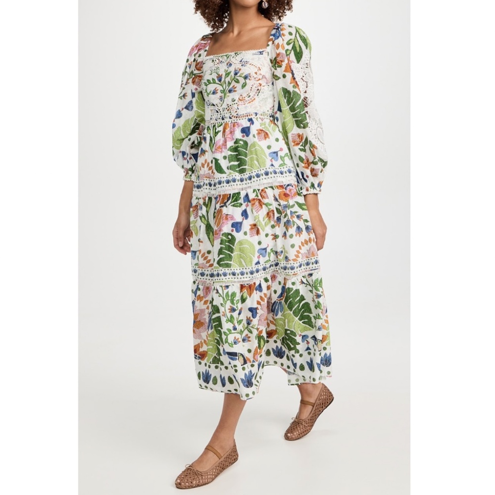 FARM Rio Summer Garden Embroidered Midi | Sz M - Picture 5 of 9